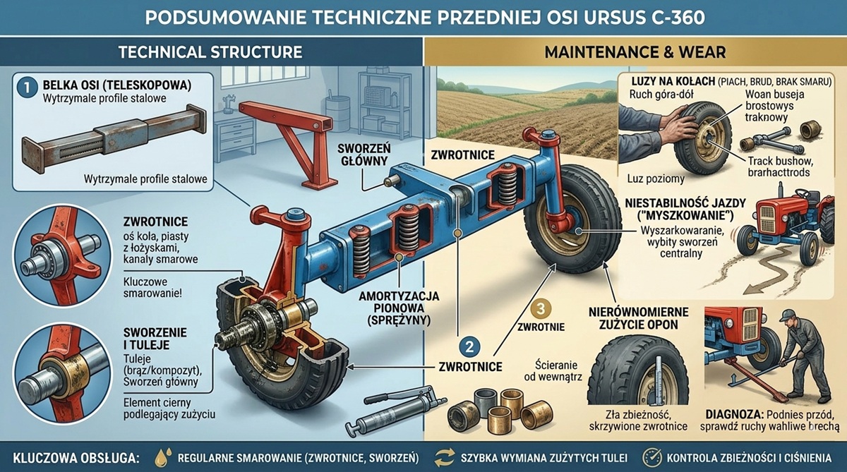 Budowa osi przedniej ursus c-360