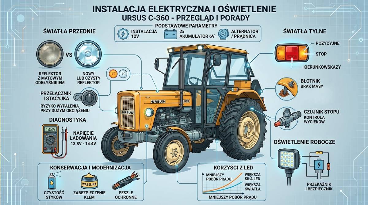 Oświetlenie i bezpieczniki Ursus C-360 Oświetlenie i bezpieczniki Ursus C-360