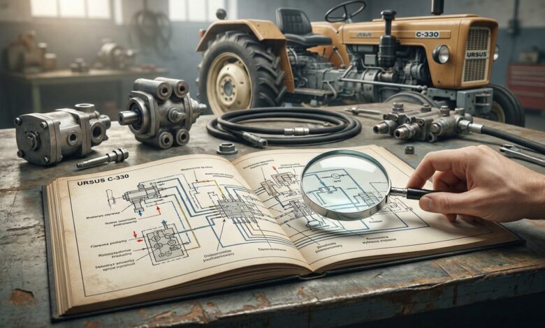 Jak wygląda schemat hydrauliki Ursus C 330 i jak go poprawnie odczytać